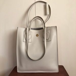 Anne Klein Large White Tote Faux Leather